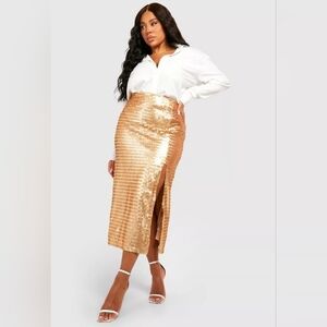 Gold Sequin Plus Skirt